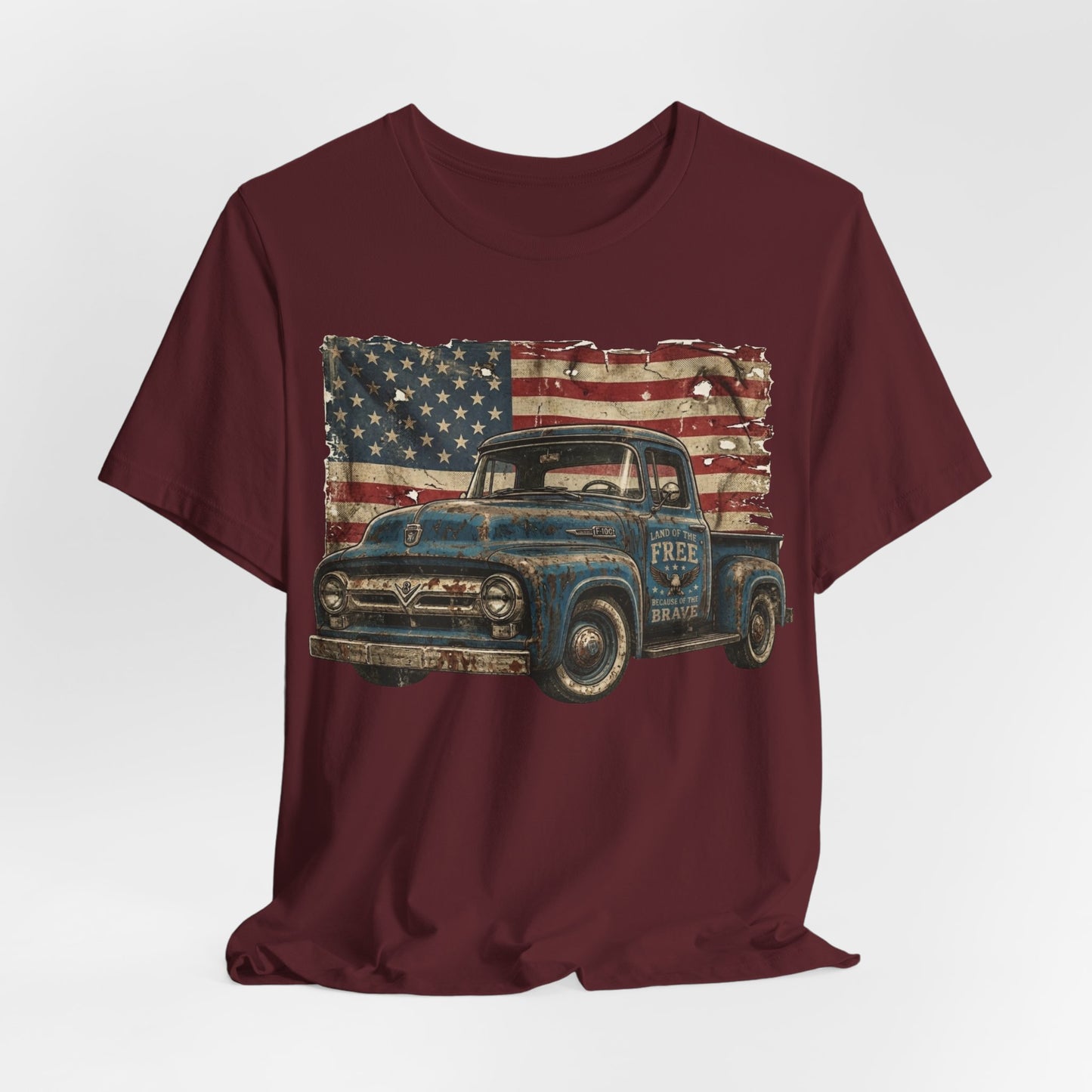 Vintage American Pickup T-Shirt — Retro Flag Truck Graphic Tee