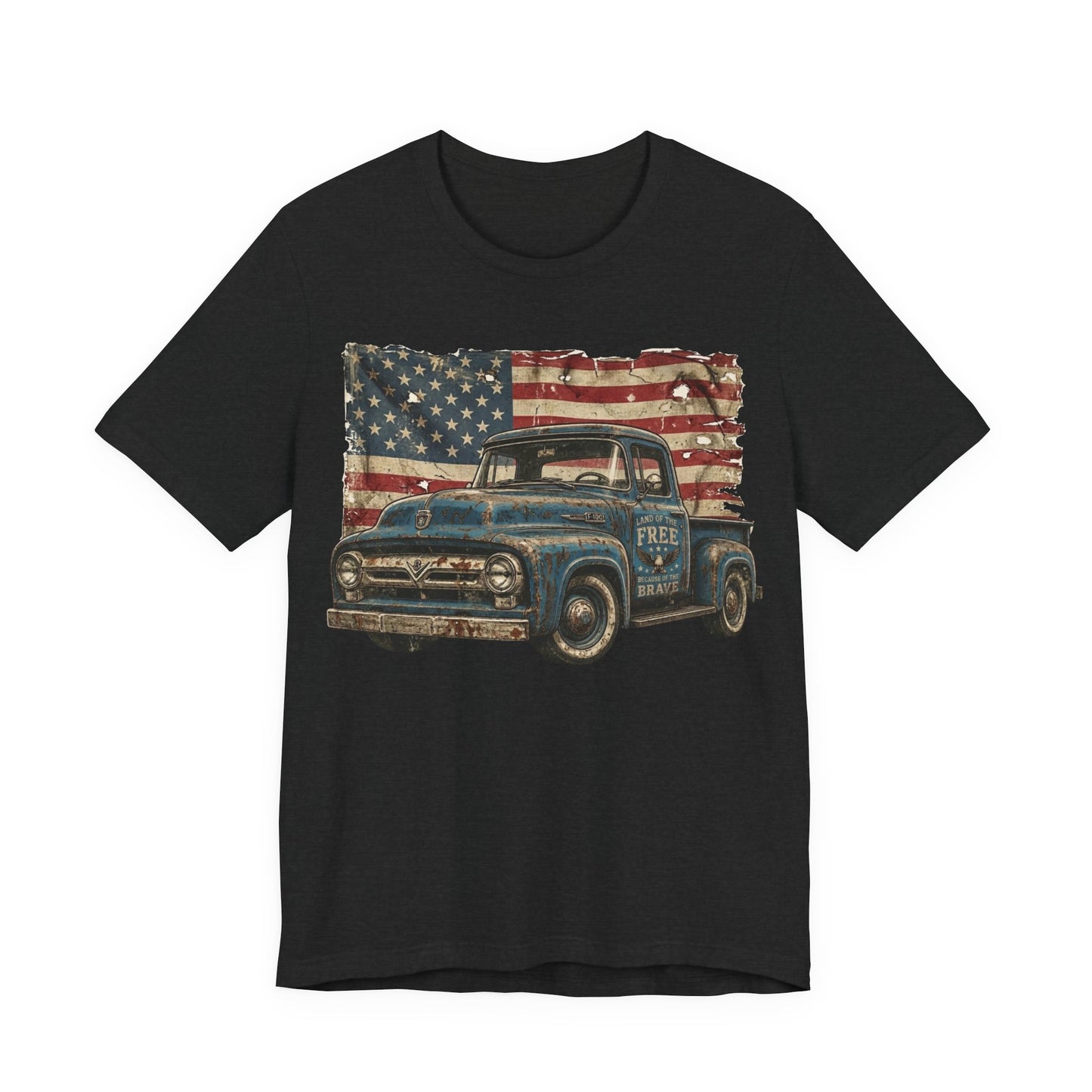 Vintage American Pickup T-Shirt — Retro Flag Truck Graphic Tee