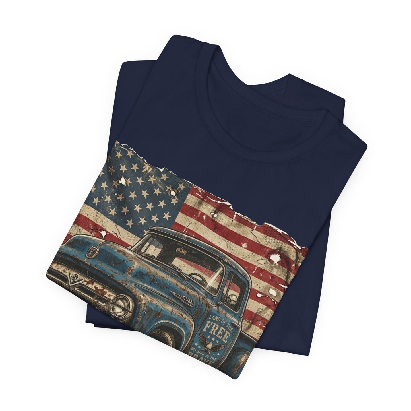 Vintage American Pickup T-Shirt — Retro Flag Truck Graphic Tee