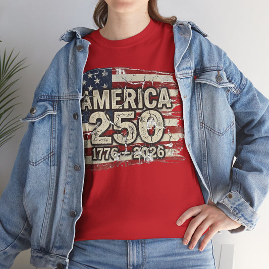 America 250 Vintage Flag T-Shirt — 1776–2026 Bicentennial Patriotic Tee