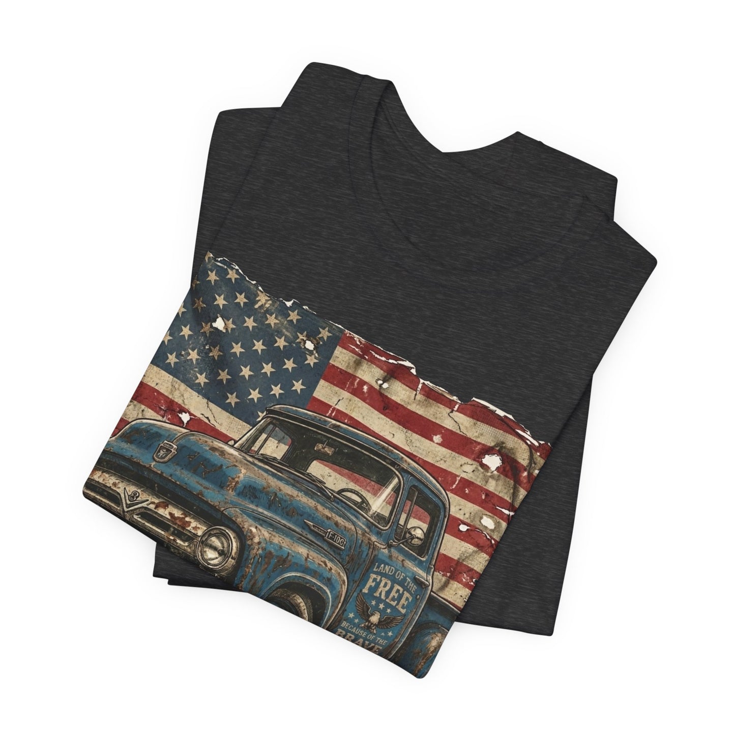 Vintage American Pickup T-Shirt — Retro Flag Truck Graphic Tee