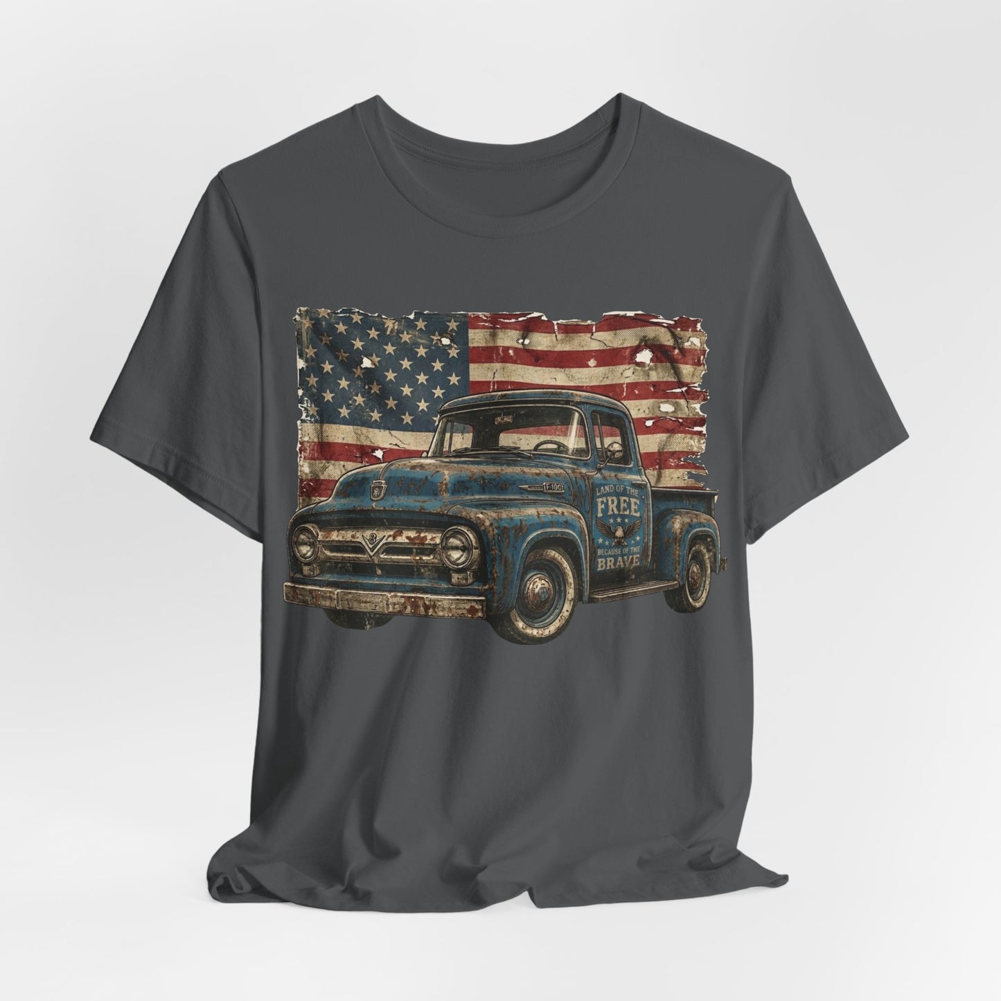 Vintage American Pickup T-Shirt — Retro Flag Truck Graphic Tee