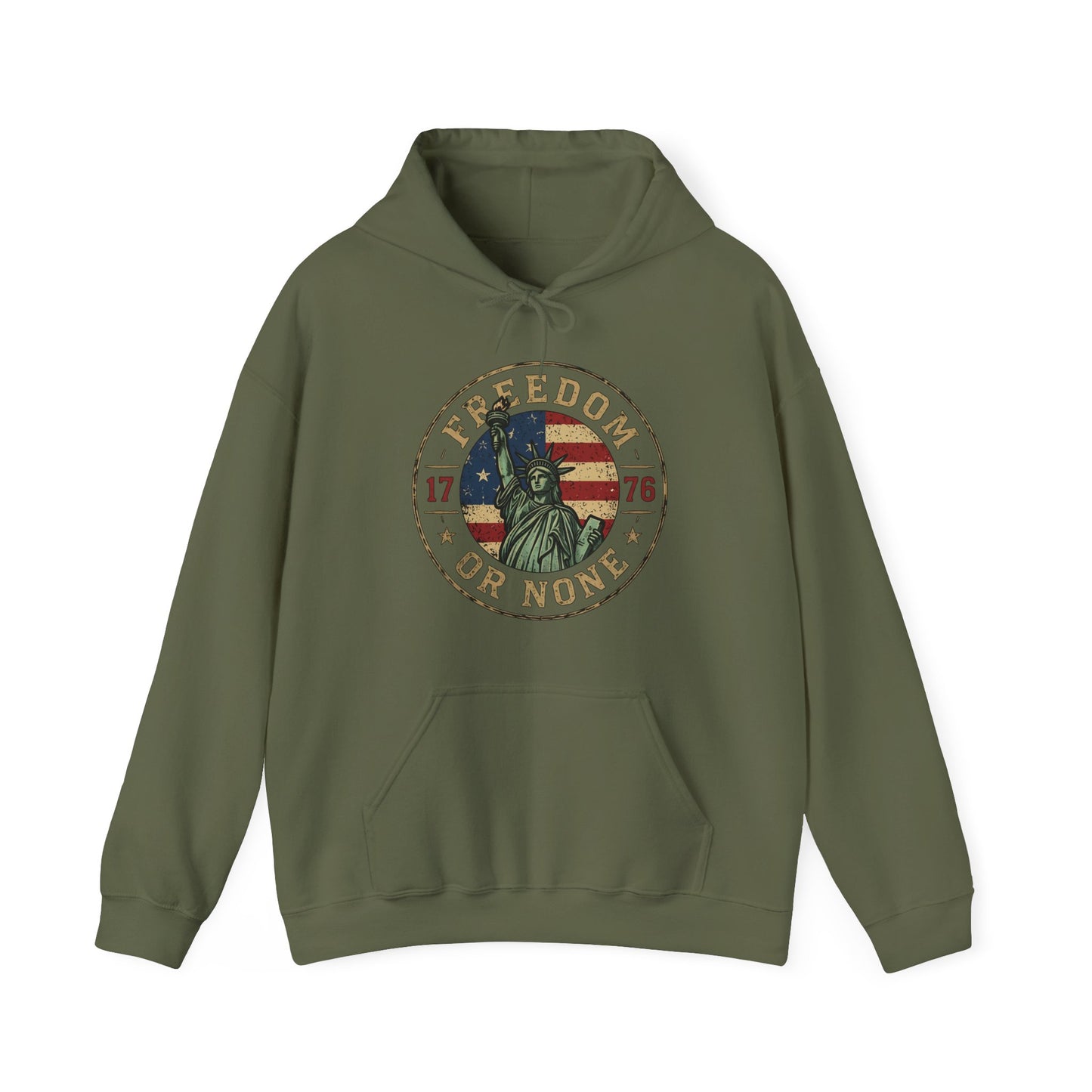 Statue of Liberty "Freedom or None" Hoodie — Patriotic Liberty Slogan Sweatshirt