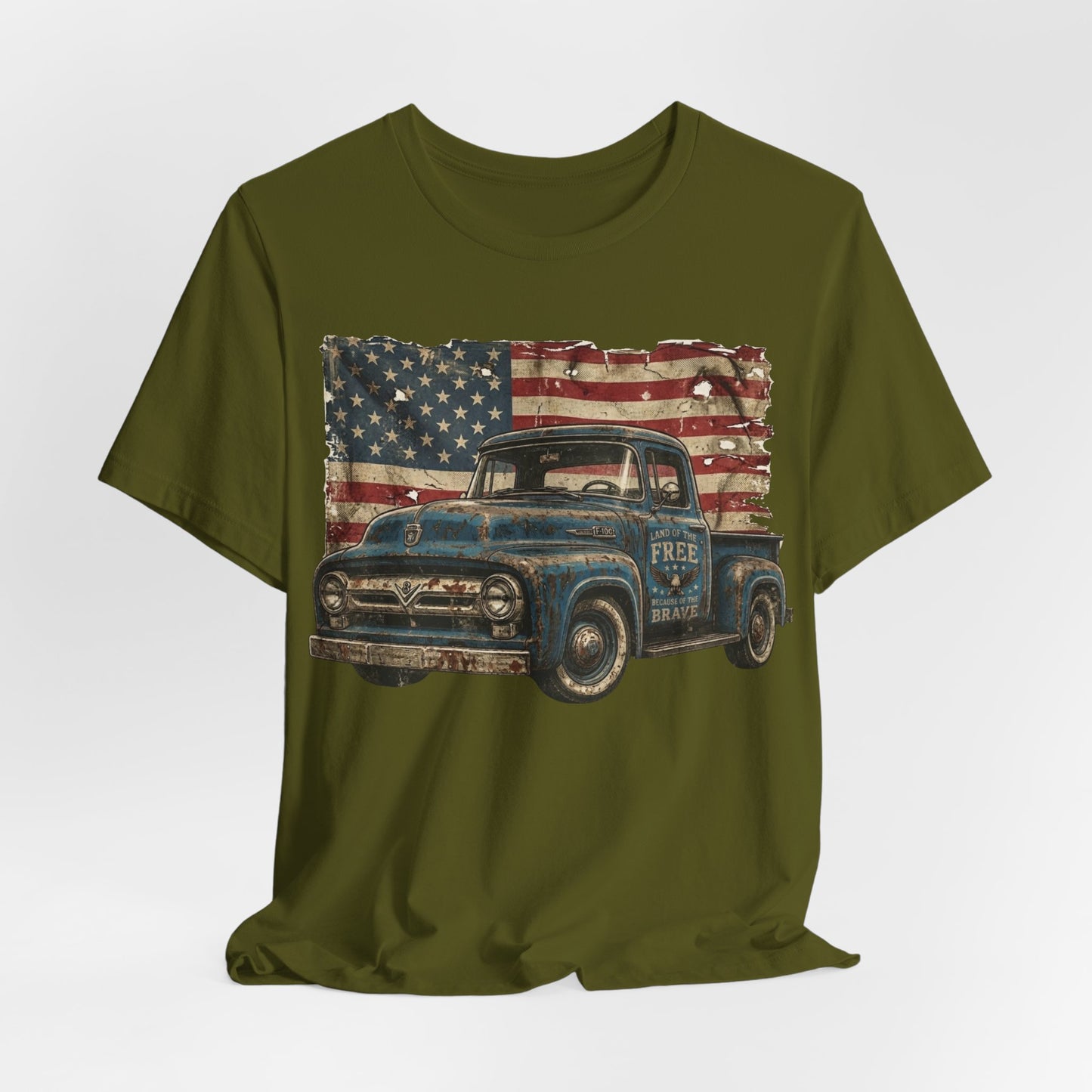 Vintage American Pickup T-Shirt — Retro Flag Truck Graphic Tee