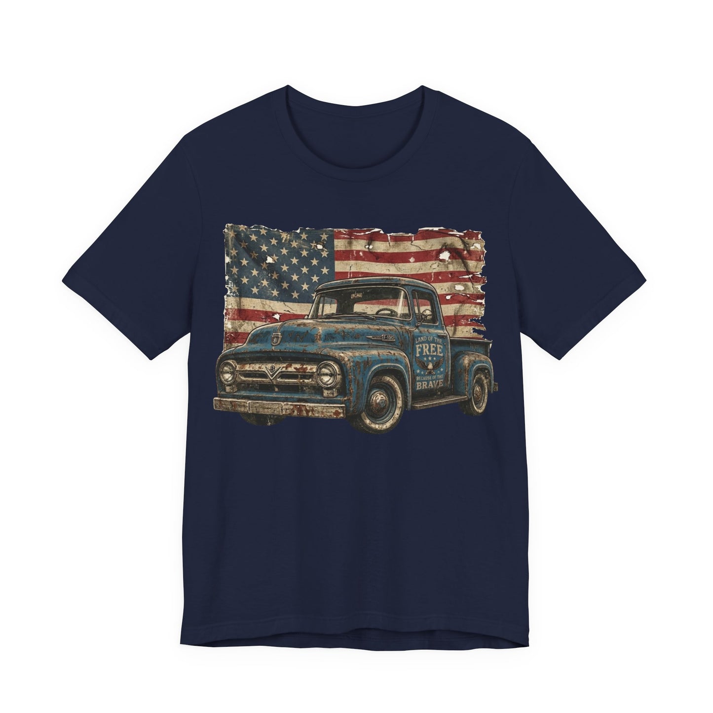 Vintage American Pickup T-Shirt — Retro Flag Truck Graphic Tee