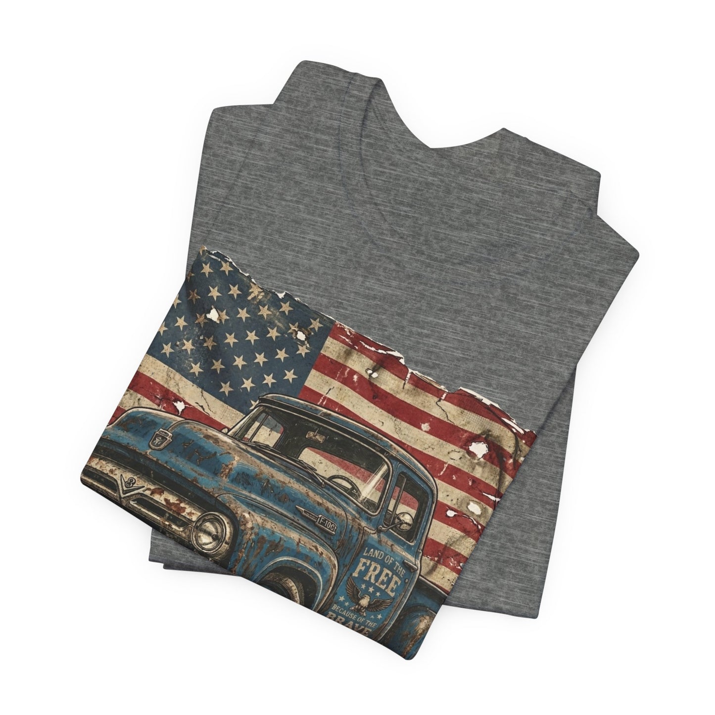 Vintage American Pickup T-Shirt — Retro Flag Truck Graphic Tee