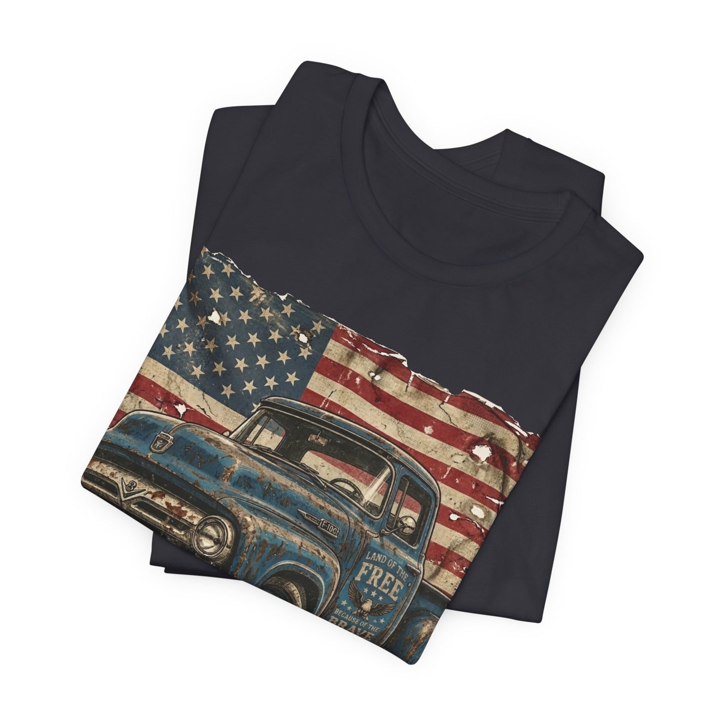 Vintage American Pickup T-Shirt — Retro Flag Truck Graphic Tee