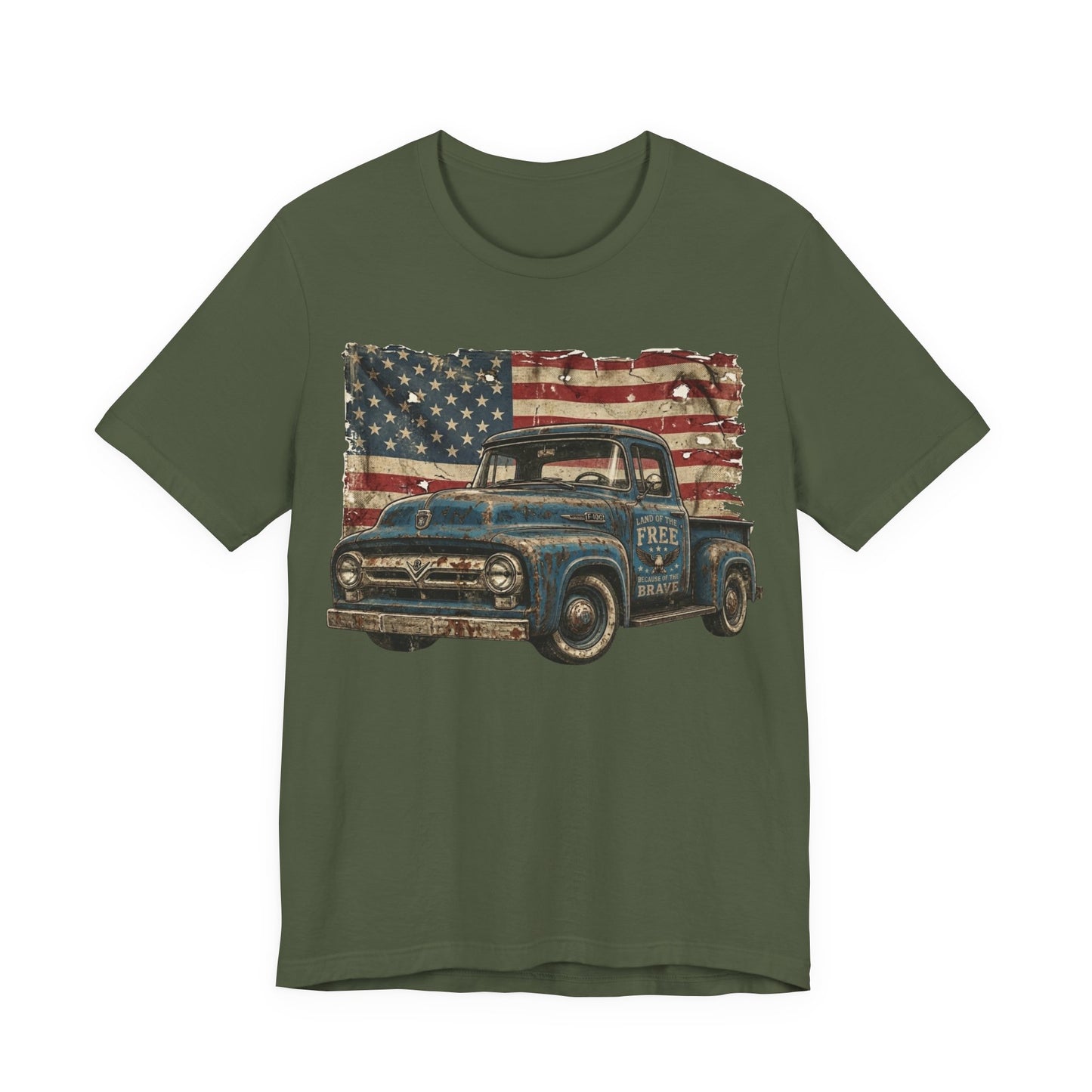 Vintage American Pickup T-Shirt — Retro Flag Truck Graphic Tee
