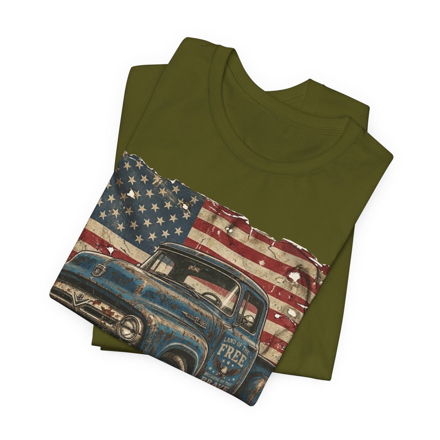 Vintage American Pickup T-Shirt — Retro Flag Truck Graphic Tee