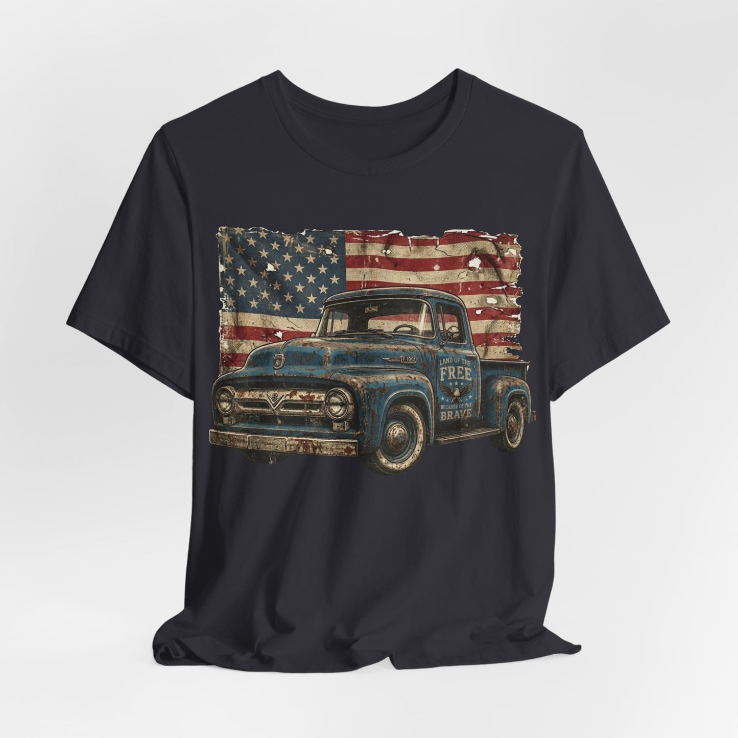 Vintage American Pickup T-Shirt — Retro Flag Truck Graphic Tee