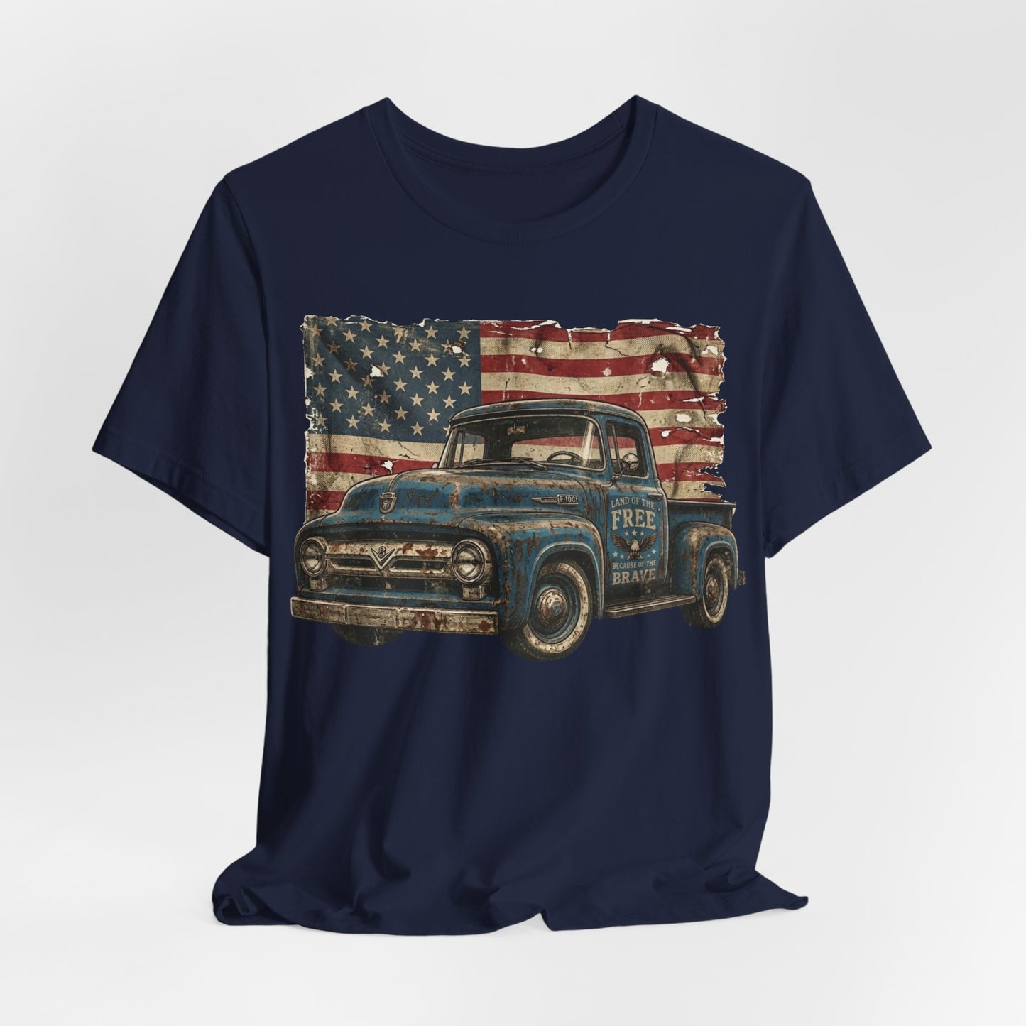 Vintage American Pickup T-Shirt — Retro Flag Truck Graphic Tee
