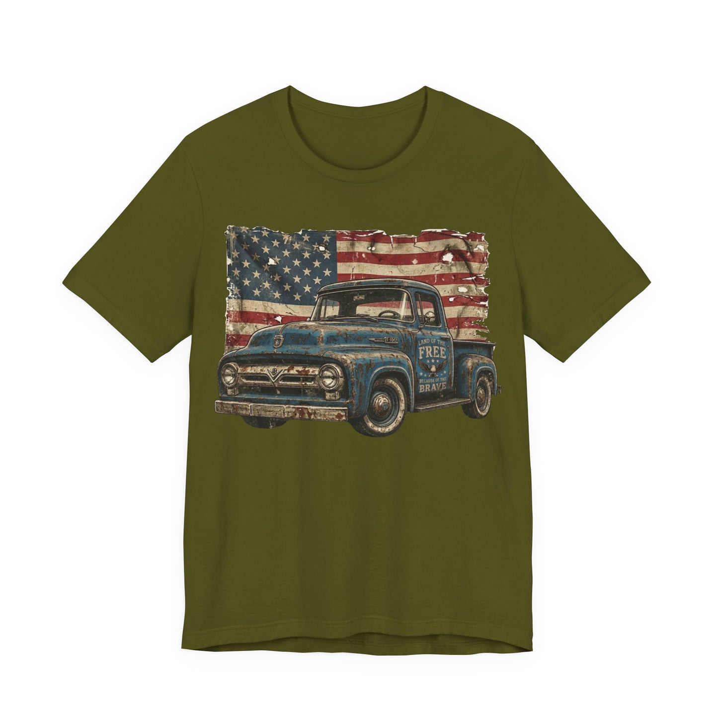 Vintage American Pickup T-Shirt — Retro Flag Truck Graphic Tee