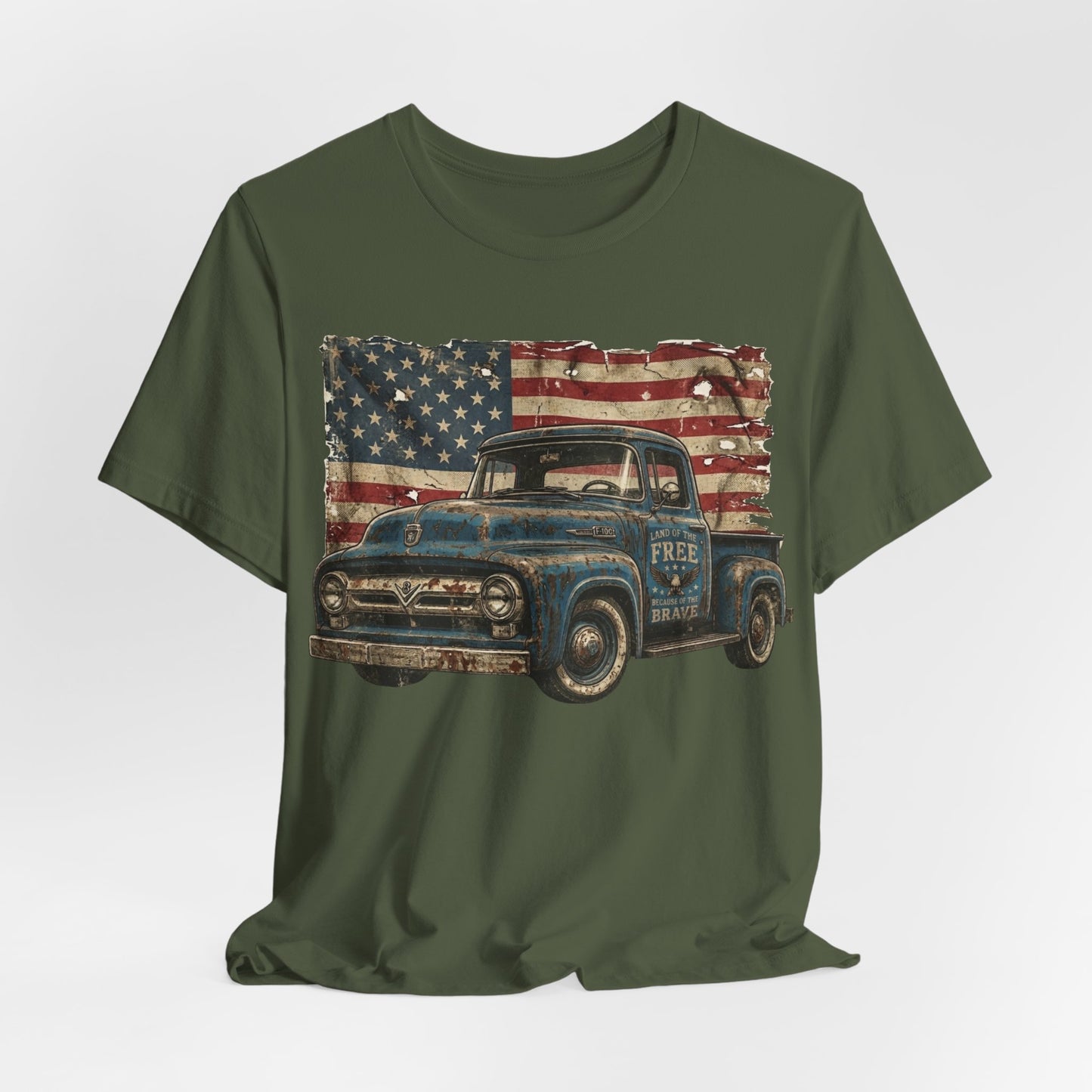 Vintage American Pickup T-Shirt — Retro Flag Truck Graphic Tee