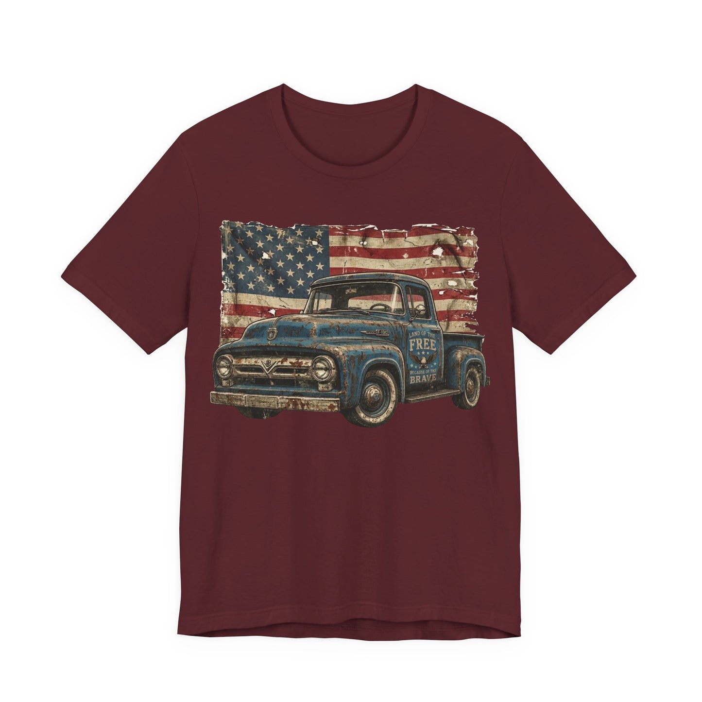 Vintage American Pickup T-Shirt — Retro Flag Truck Graphic Tee