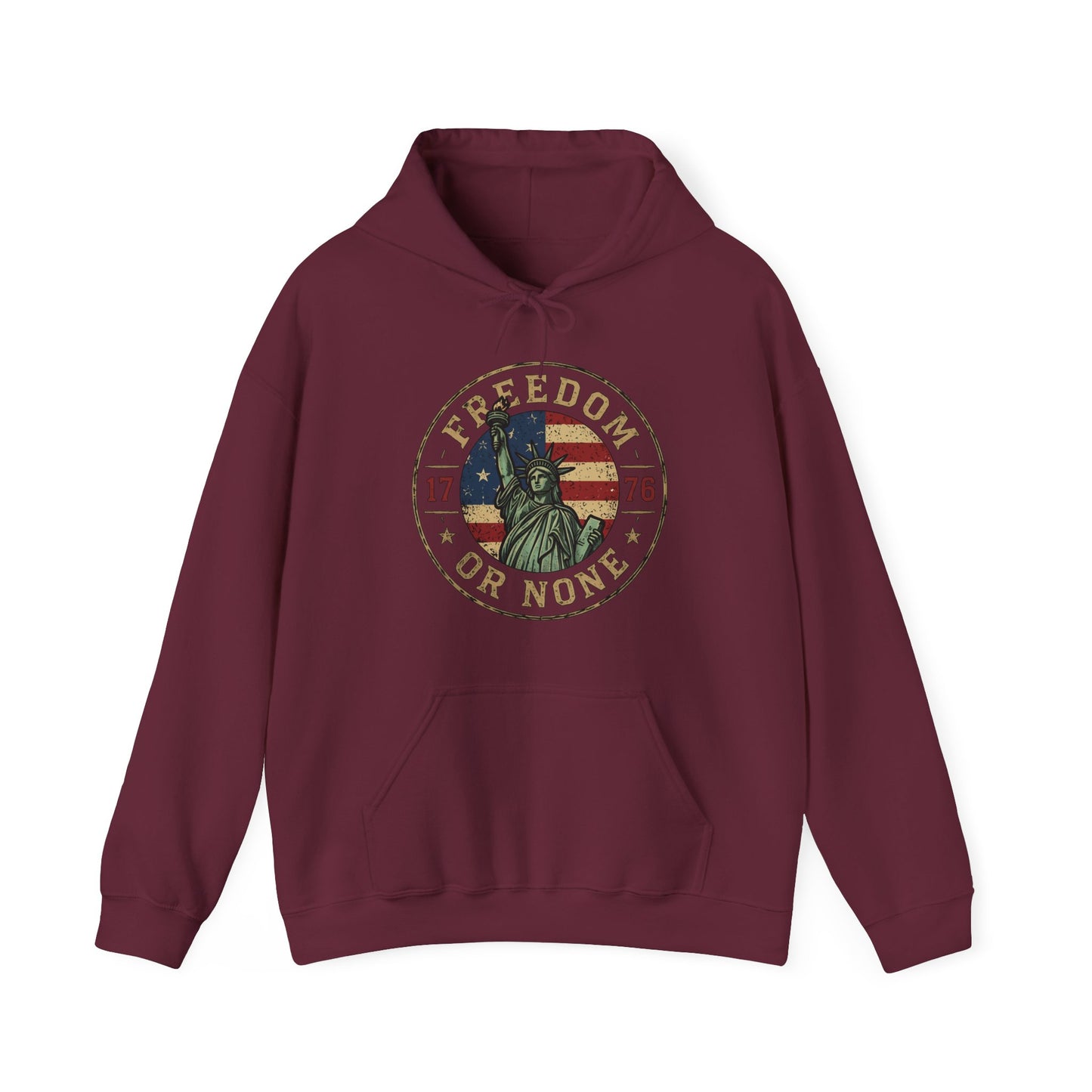 Statue of Liberty "Freedom or None" Hoodie — Patriotic Liberty Slogan Sweatshirt