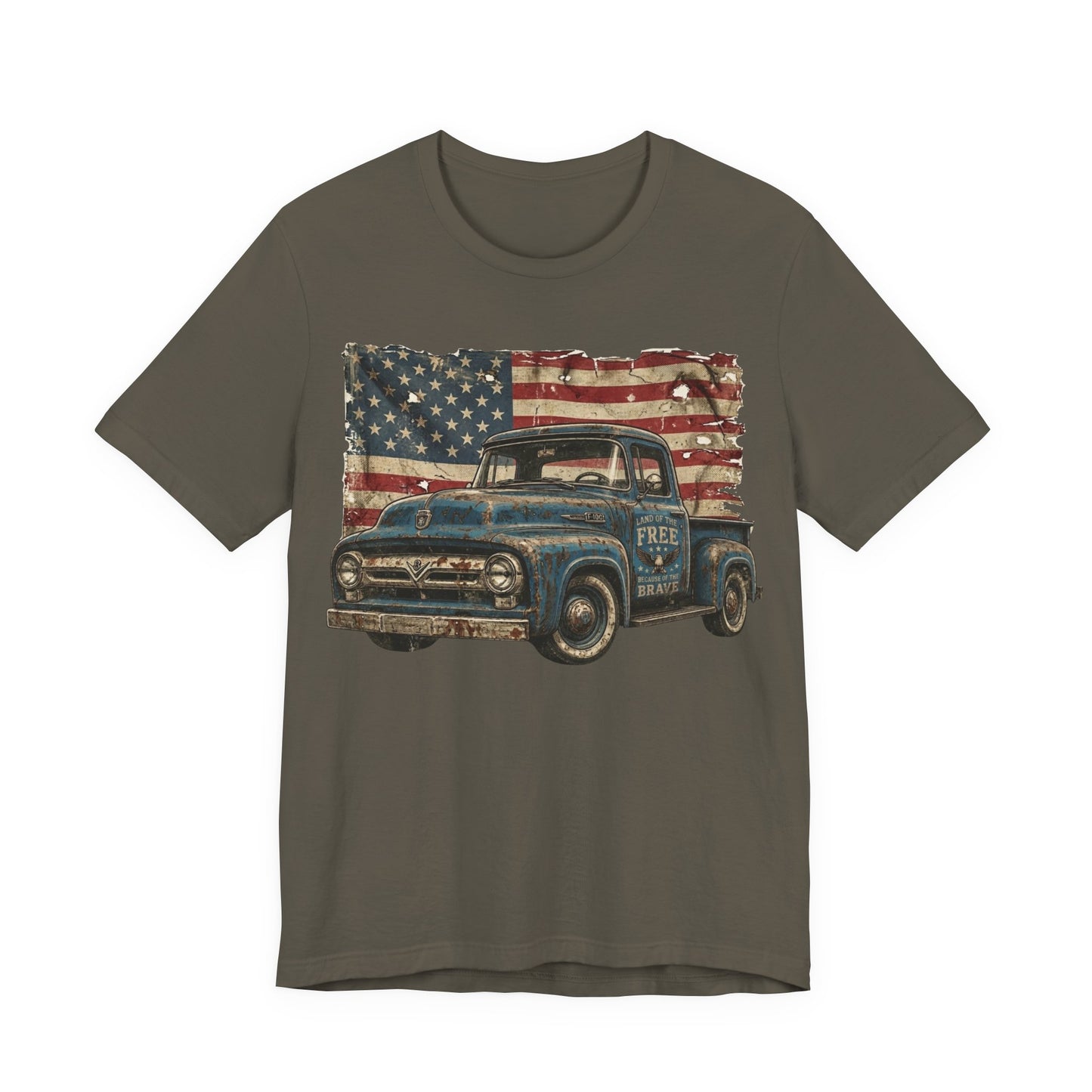 Vintage American Pickup T-Shirt — Retro Flag Truck Graphic Tee