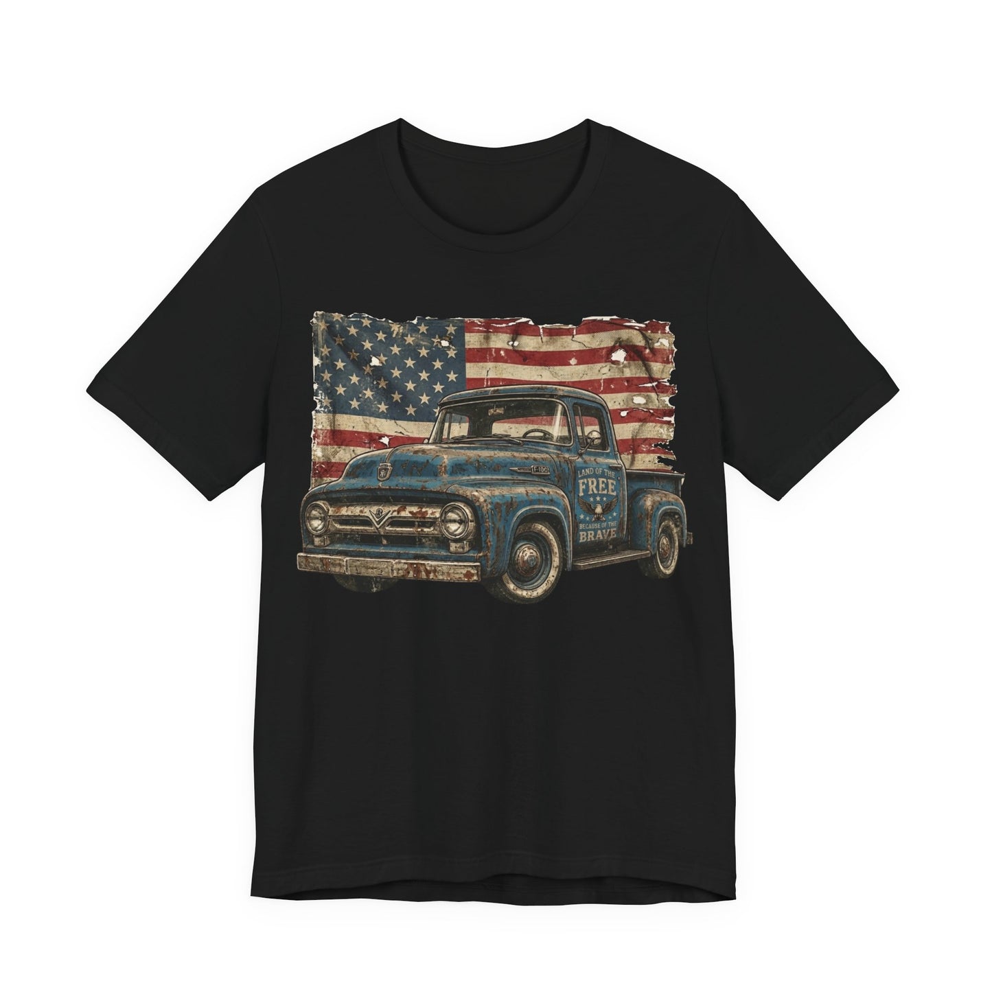 Vintage American Pickup T-Shirt — Retro Flag Truck Graphic Tee