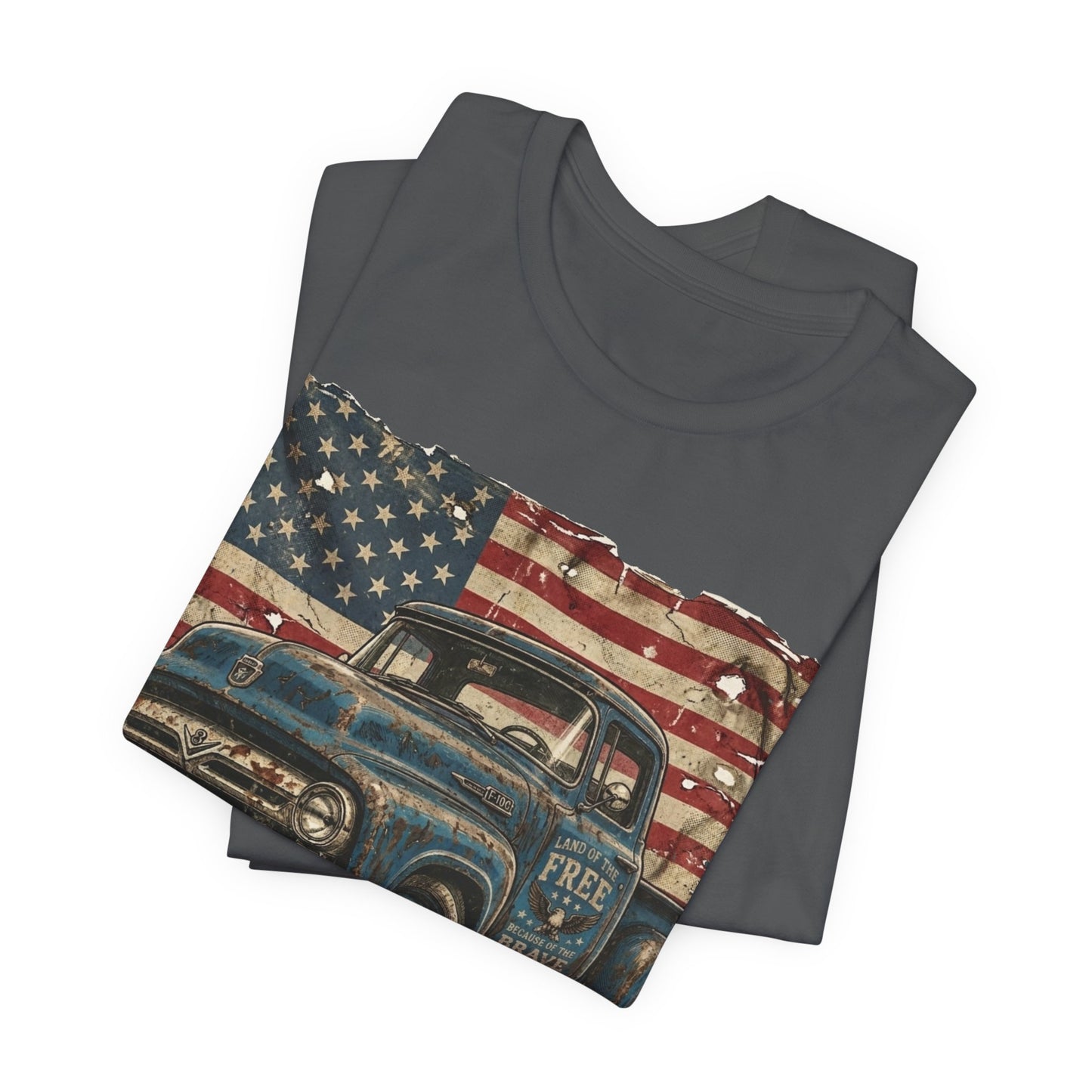 Vintage American Pickup T-Shirt — Retro Flag Truck Graphic Tee