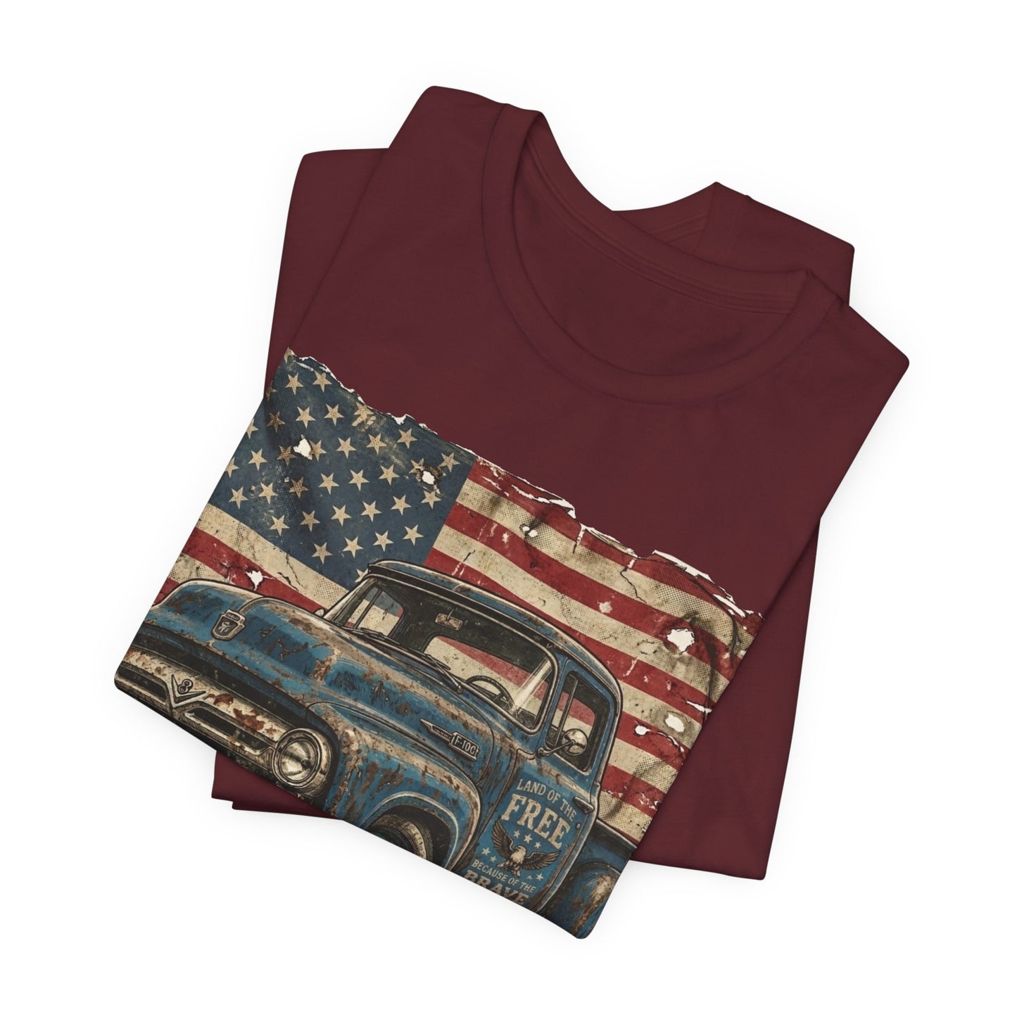 Vintage American Pickup T-Shirt — Retro Flag Truck Graphic Tee