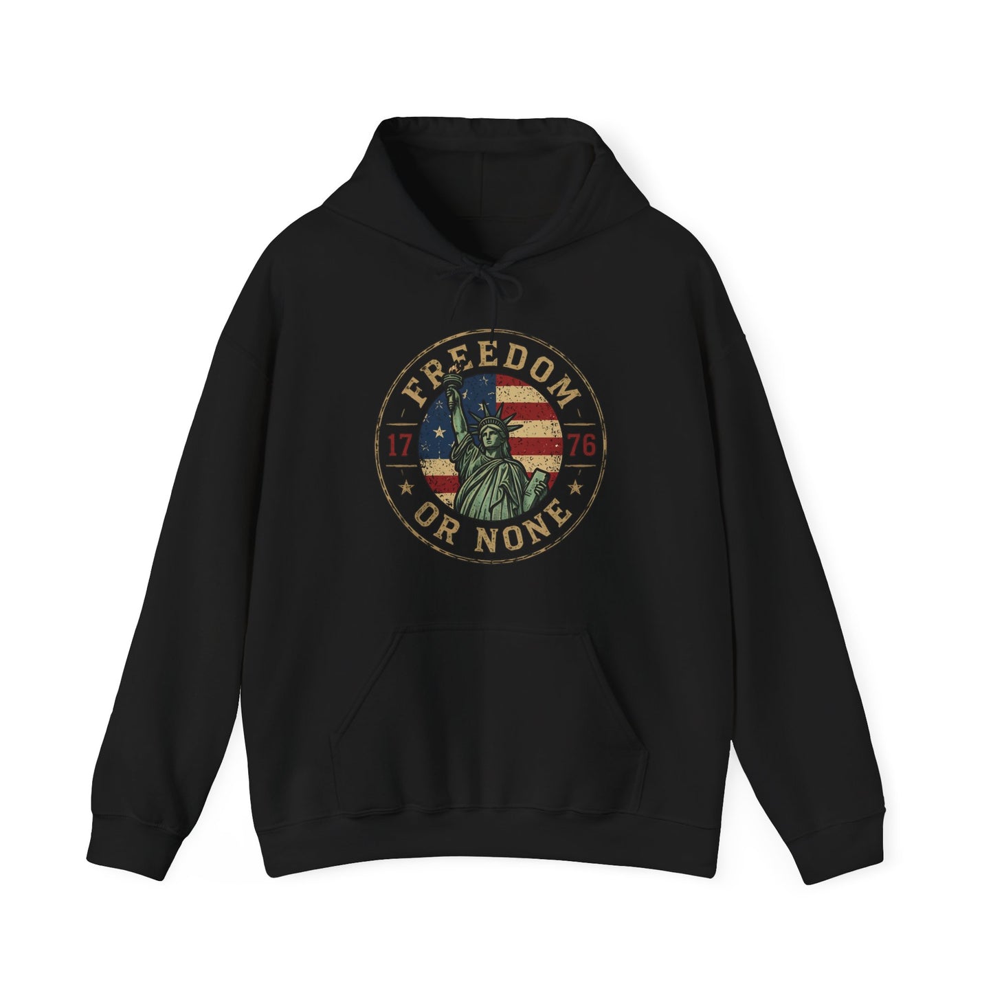 Statue of Liberty "Freedom or None" Hoodie — Patriotic Liberty Slogan Sweatshirt