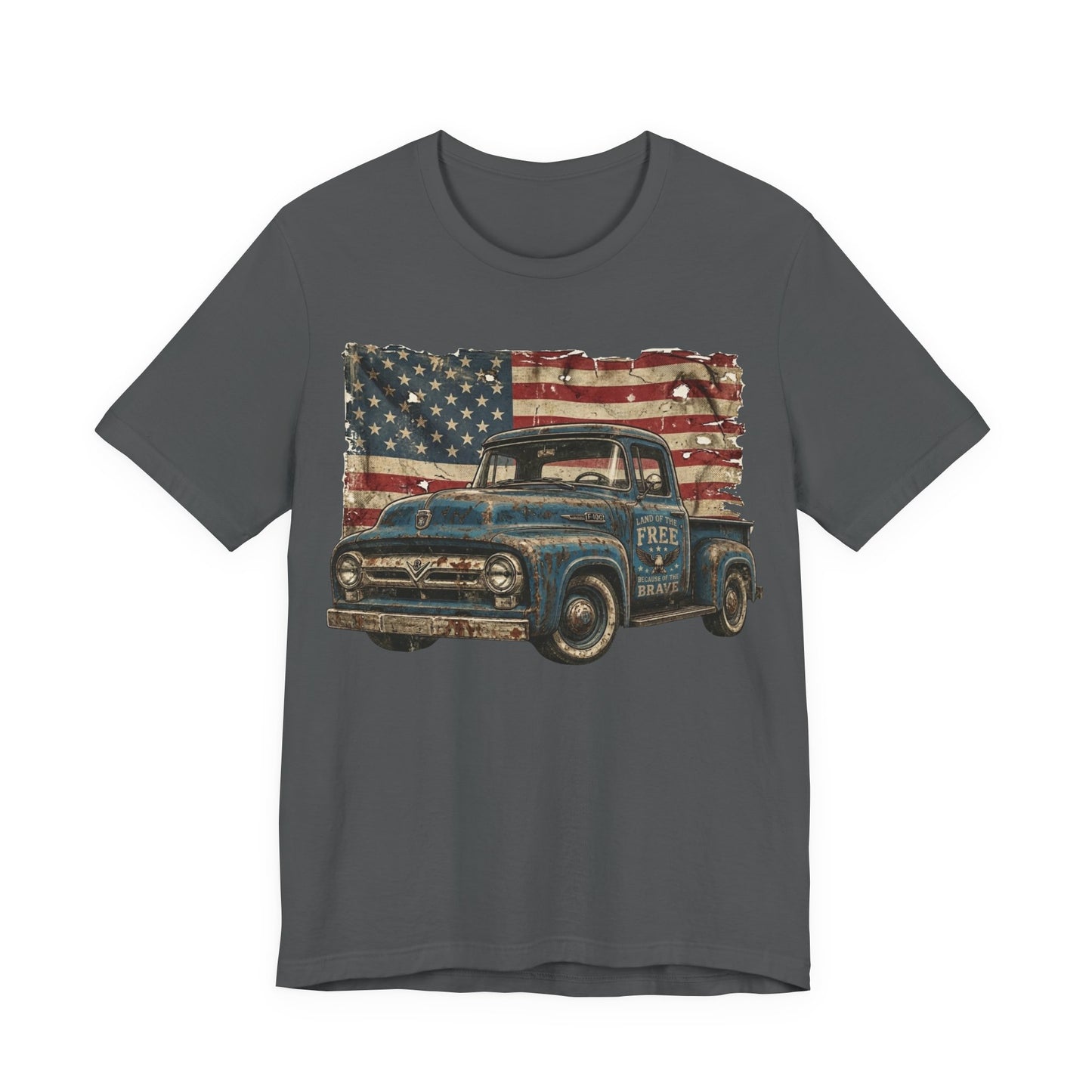 Vintage American Pickup T-Shirt — Retro Flag Truck Graphic Tee