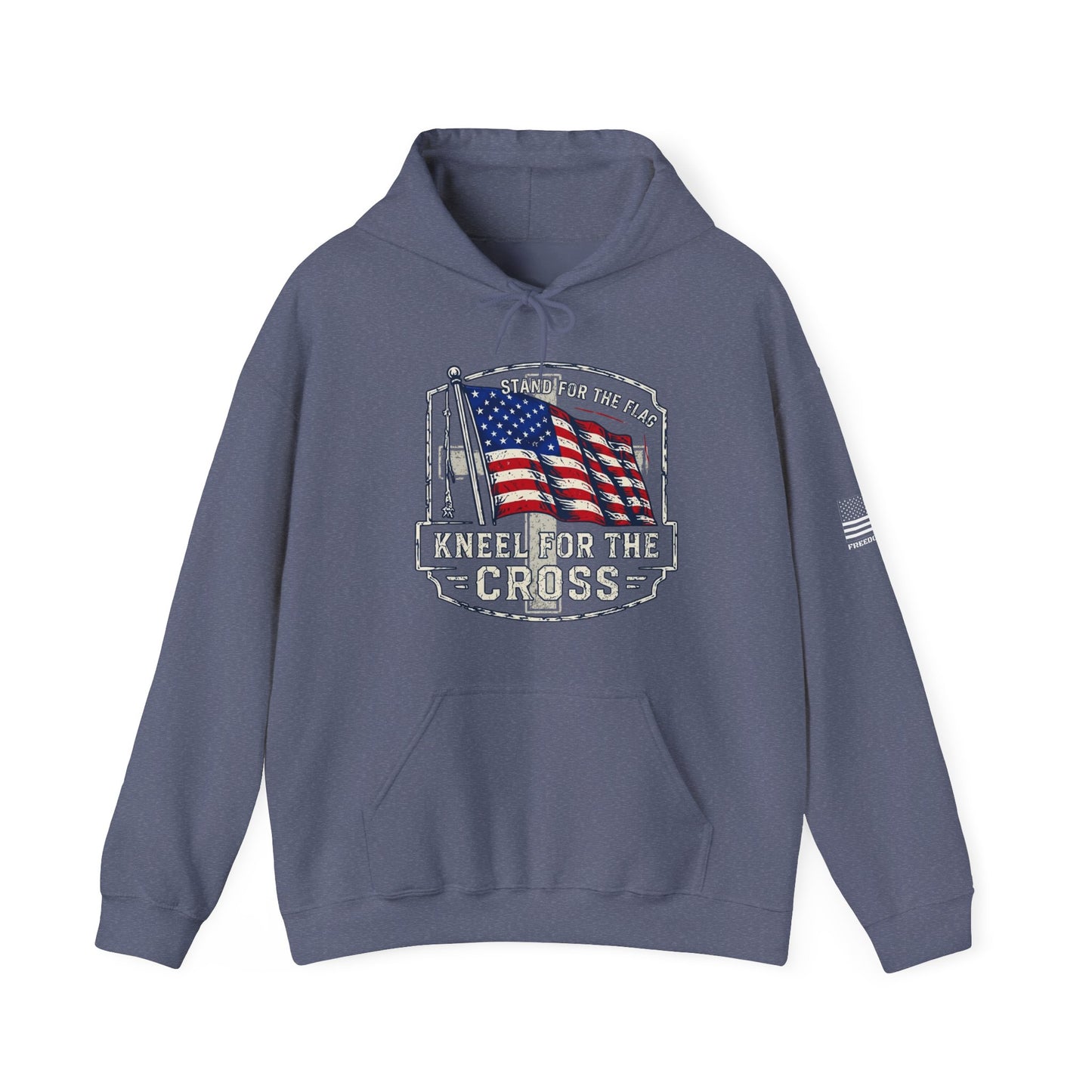 Kneel for the Cross Hoodie – American Flag Christian Patriot Pullover